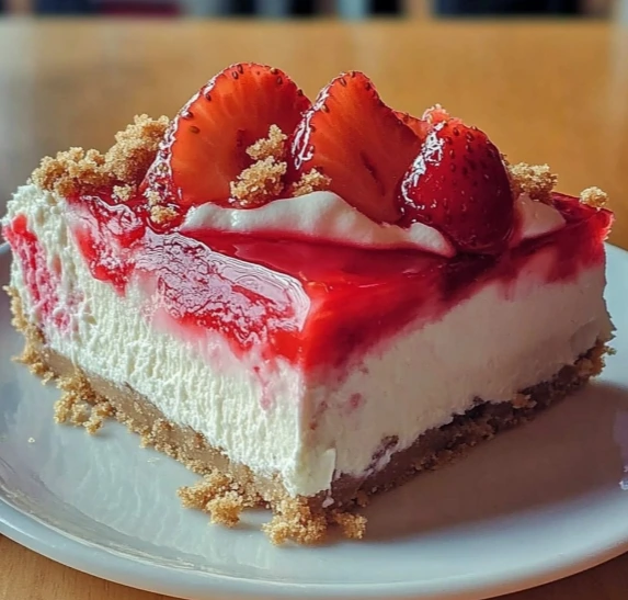 Easy No-Bake Strawberry Cheesecake Bars with Graham Cracker Crust