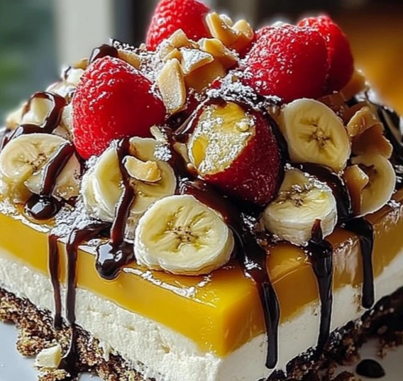Tropical Banana-Strawberry Cheesecake Delight