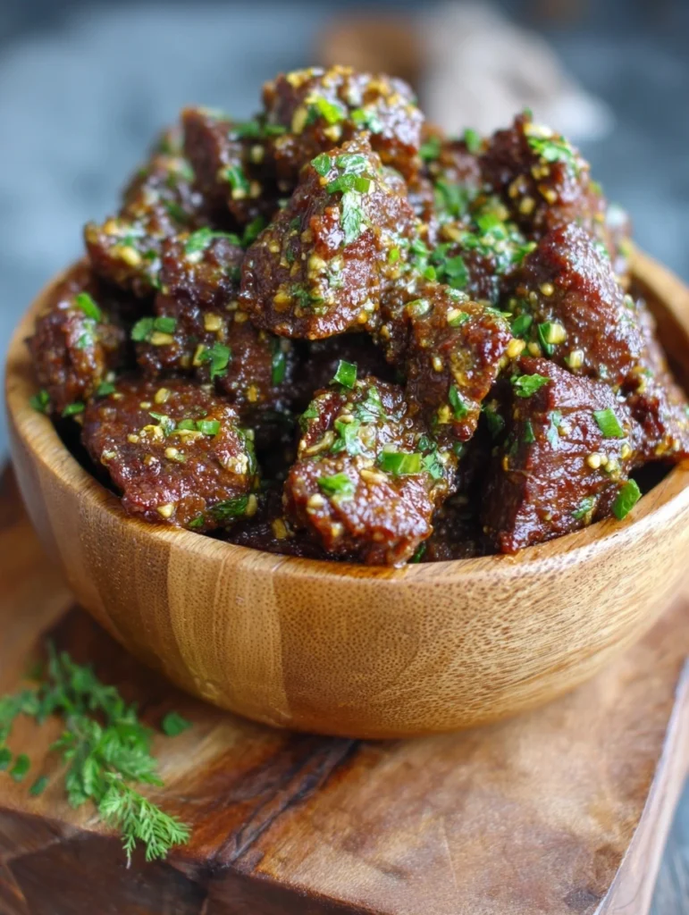 High Protein Slow Cooker Garlic Butter Beef Bites - Easy Dinner Recipe!