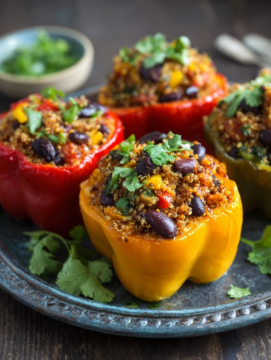 Poivrons Farcis au Quinoa et Haricots Noirs