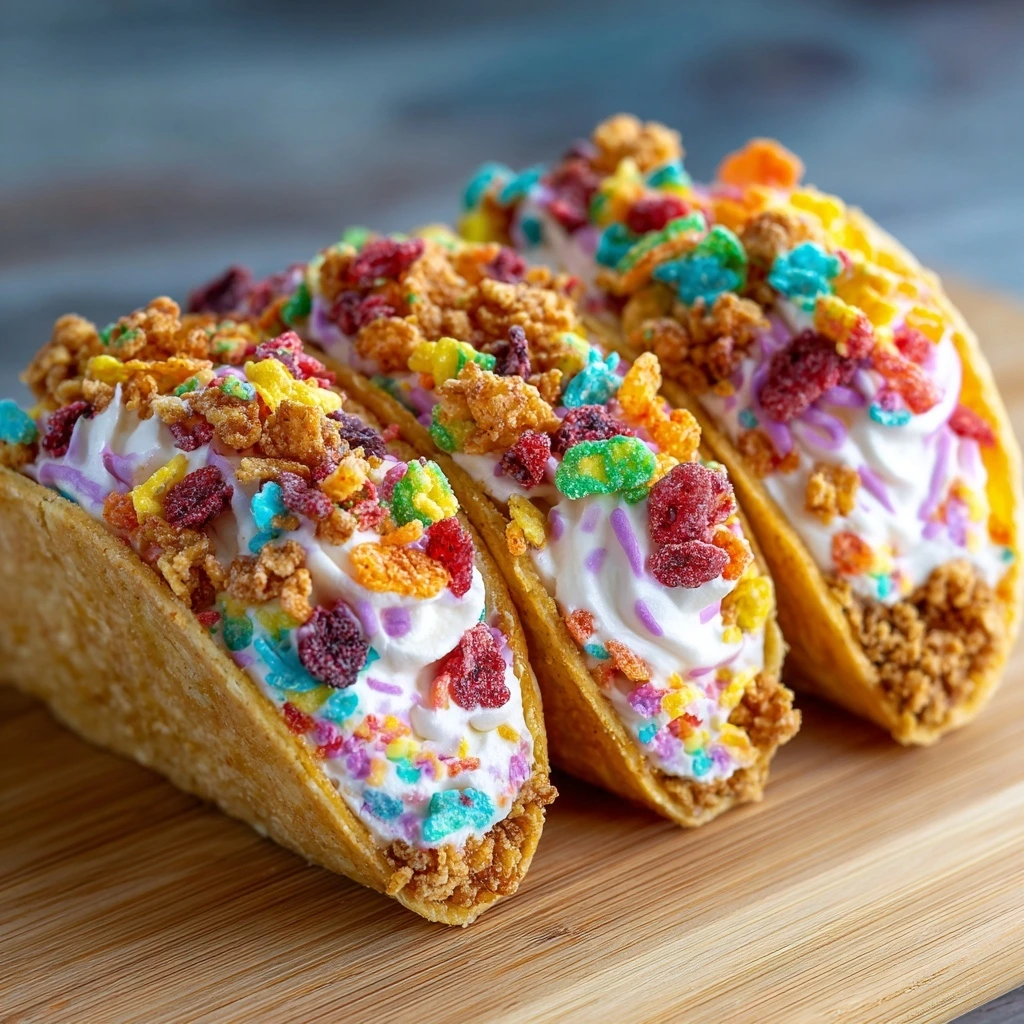 Fruity Pebbles Cheesecake Tacos