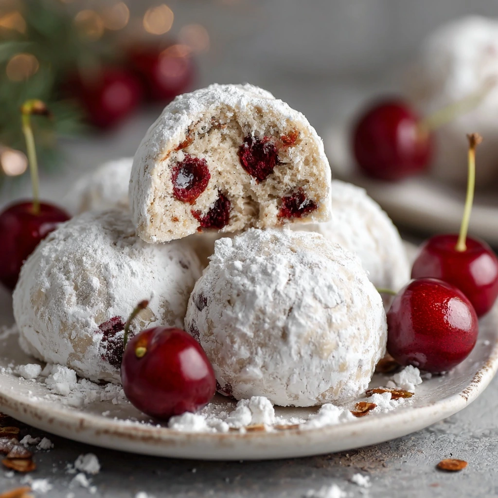 Cherry Snowball Cookies