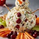 Snowman Cheese Ball Recipe for Christmas Holiday Recipes