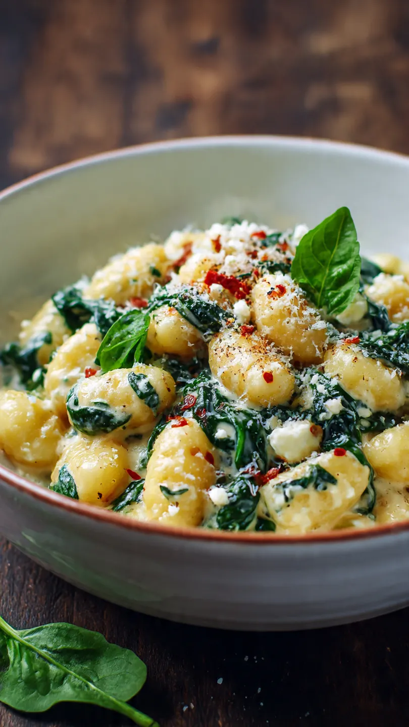 Creamy Gnocchi with Spinach and Feta Recipe