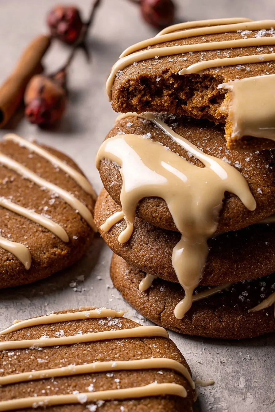 Soft Gingerbread Latte Cookies with Brown Butter Icing