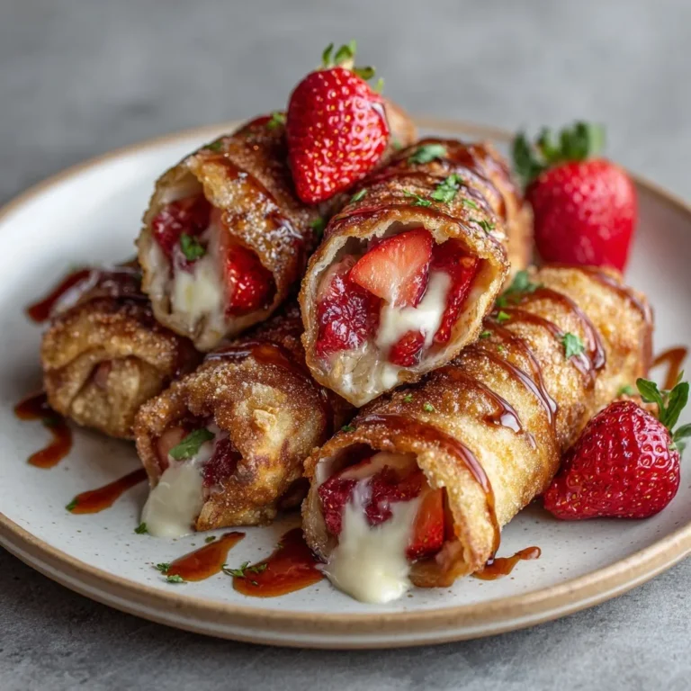 Crispy Strawberry Cheesecake Egg Rolls