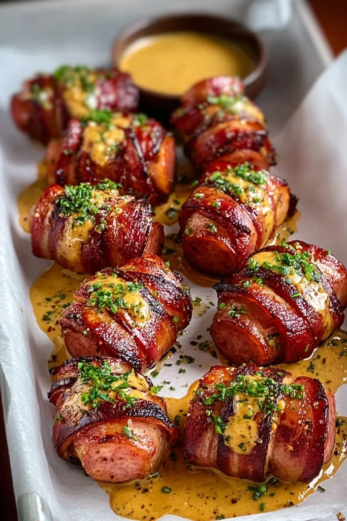 Hasselback Kielbasa Bites with Tangy Mustard