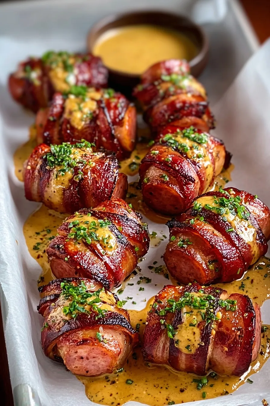 Hasselback Kielbasa Bites with Tangy Mustard