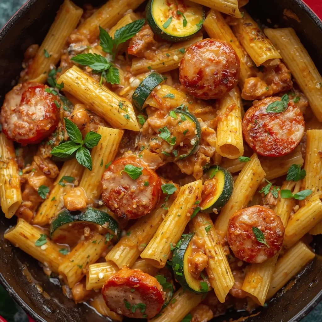 Chicken Sausage and Zucchini Pasta Skillet