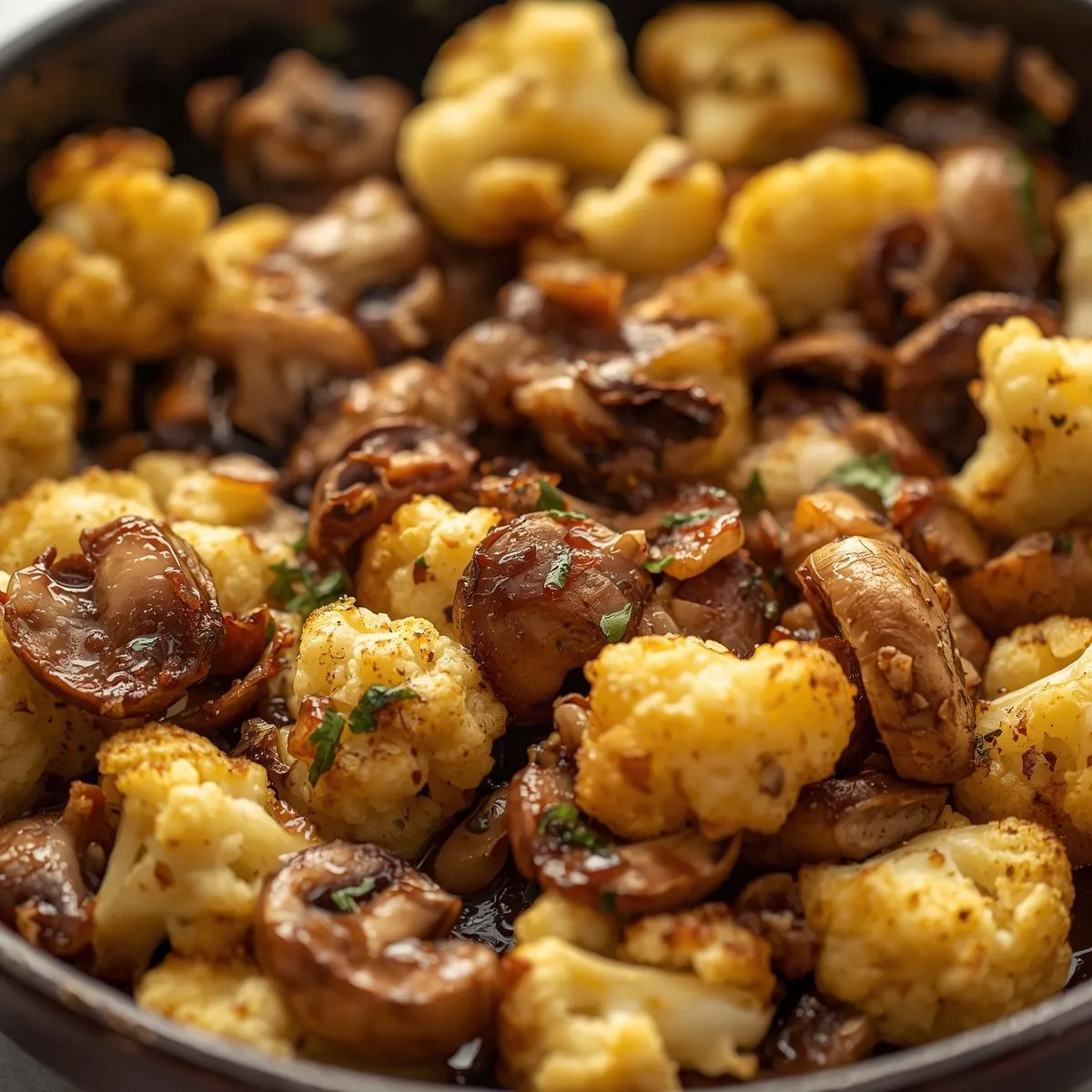 Garlic Cauliflower Mushroom Skillet