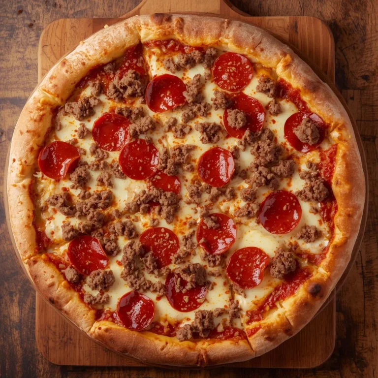 Cheesy Pepperoni & Ground Beef Pizza