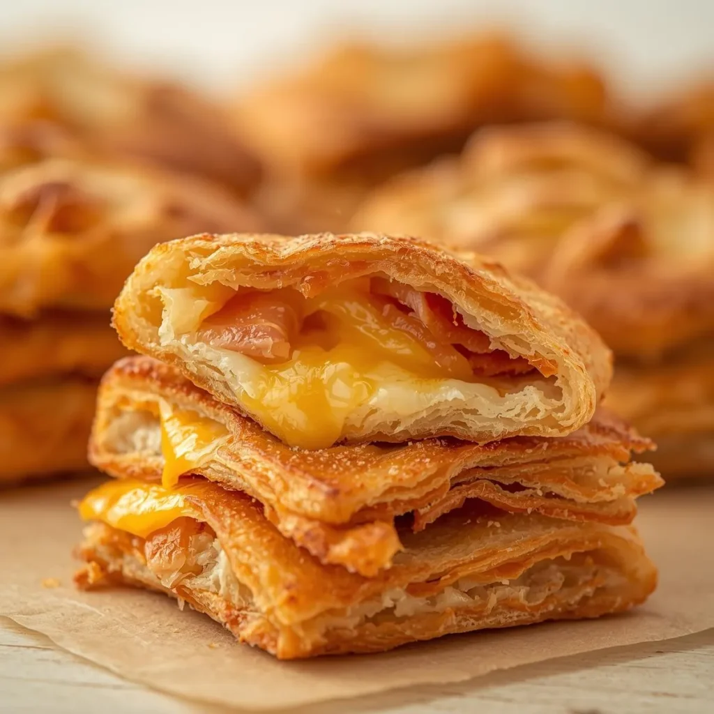 Crispy Puff Pastry Layers with Melty Cheese and Ham